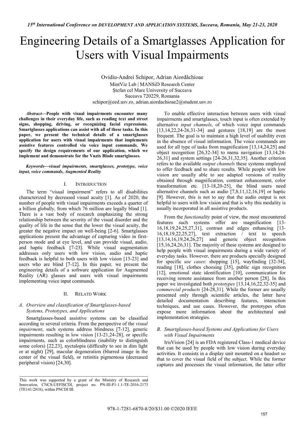 Engineering Details of a Smartglasses Application for Users with Visual Impairments