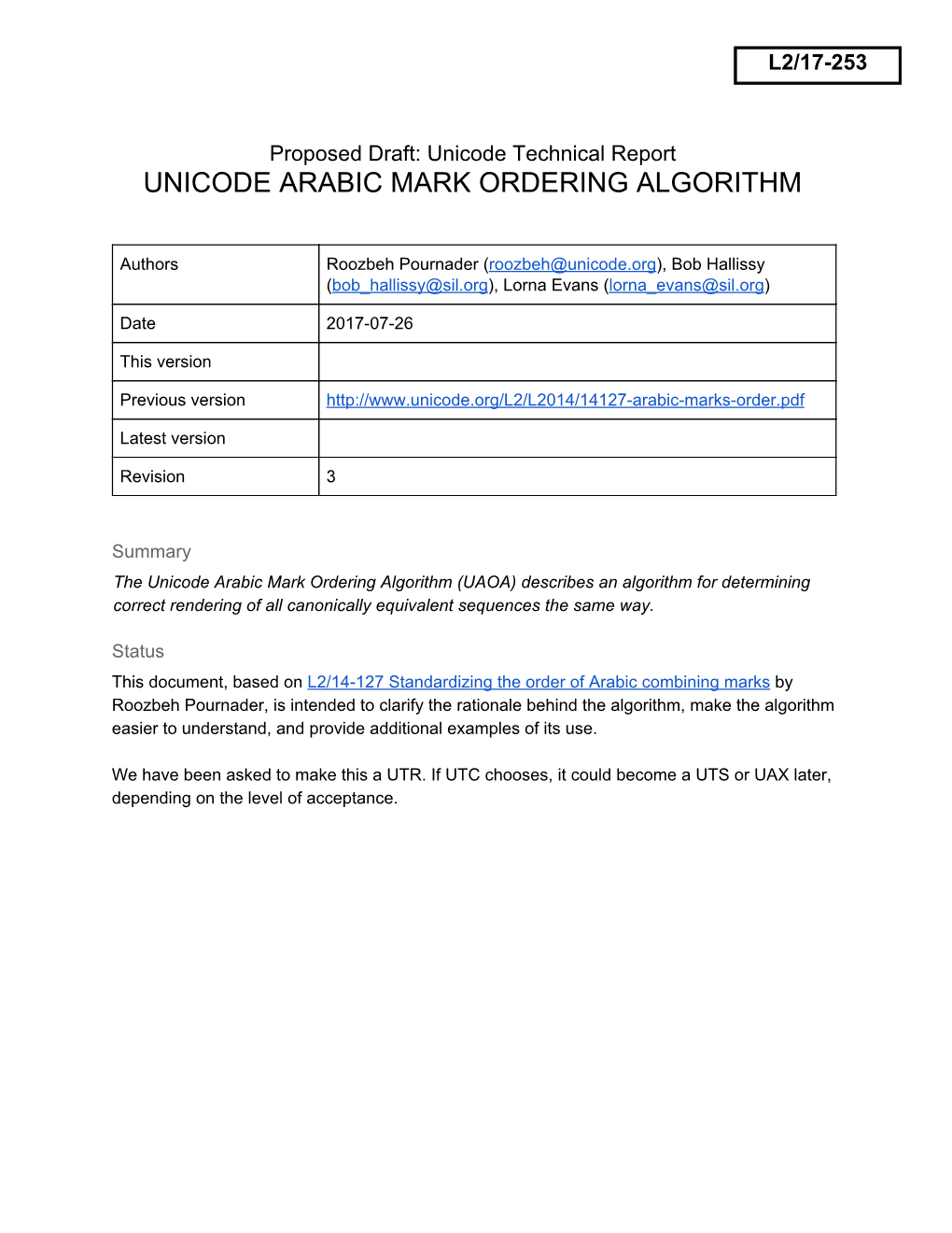 Unicode Arabic Mark Ordering Algorithm