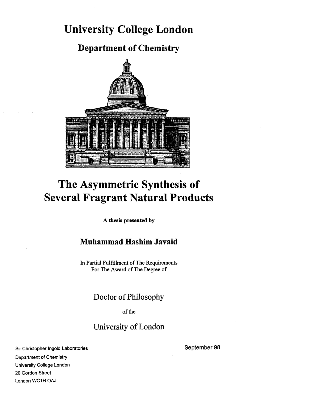 The Asymmetric Synthesis of Several Fragrant Natural Products