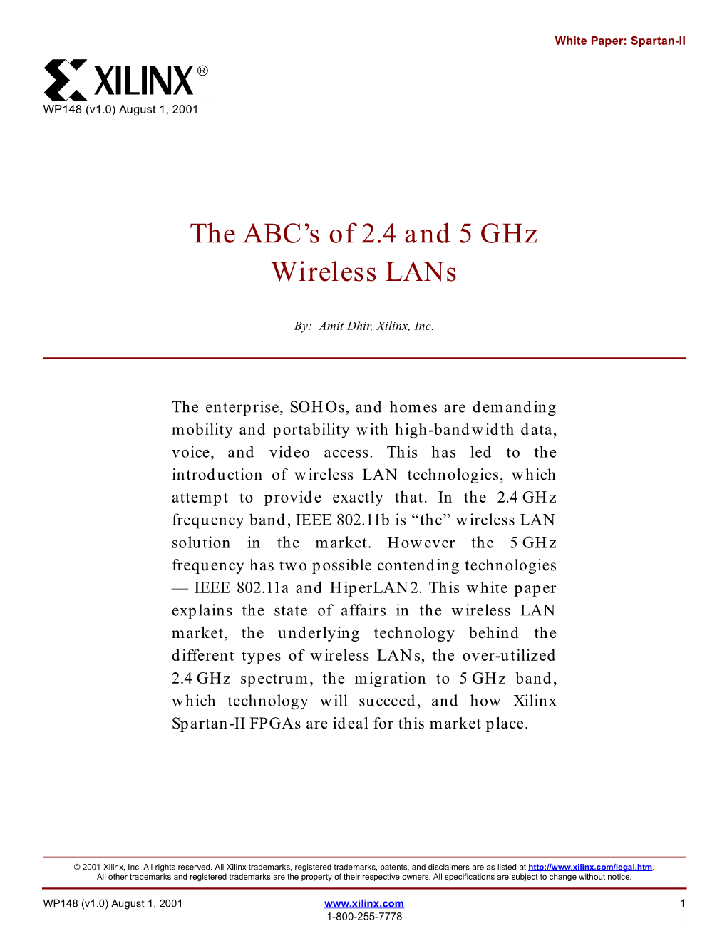 White Paper: the ABC's of 2.4 and 5 Ghx Wireless Lans