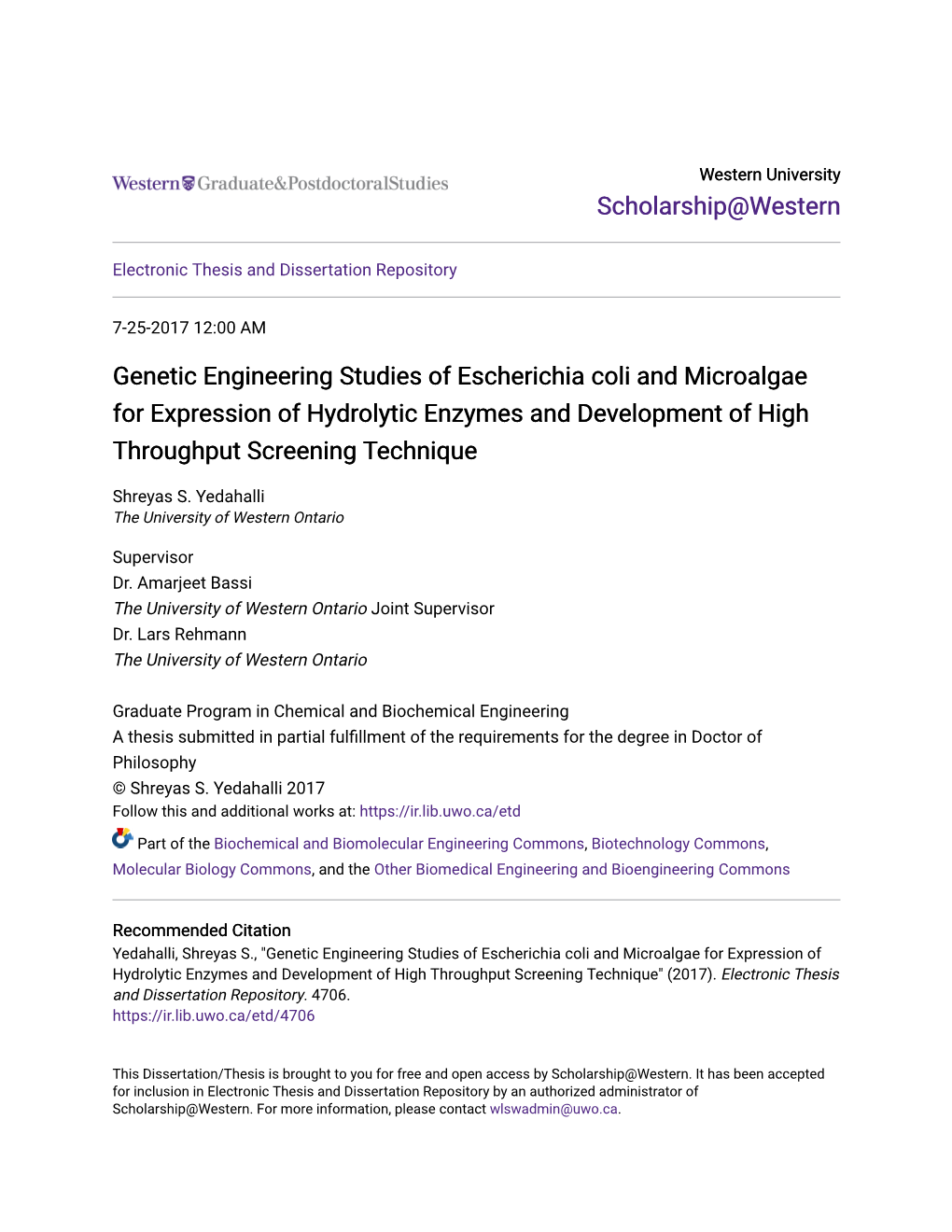 Genetic Engineering Studies of Escherichia Coli and Microalgae for Expression of Hydrolytic Enzymes and Development of High Throughput Screening Technique