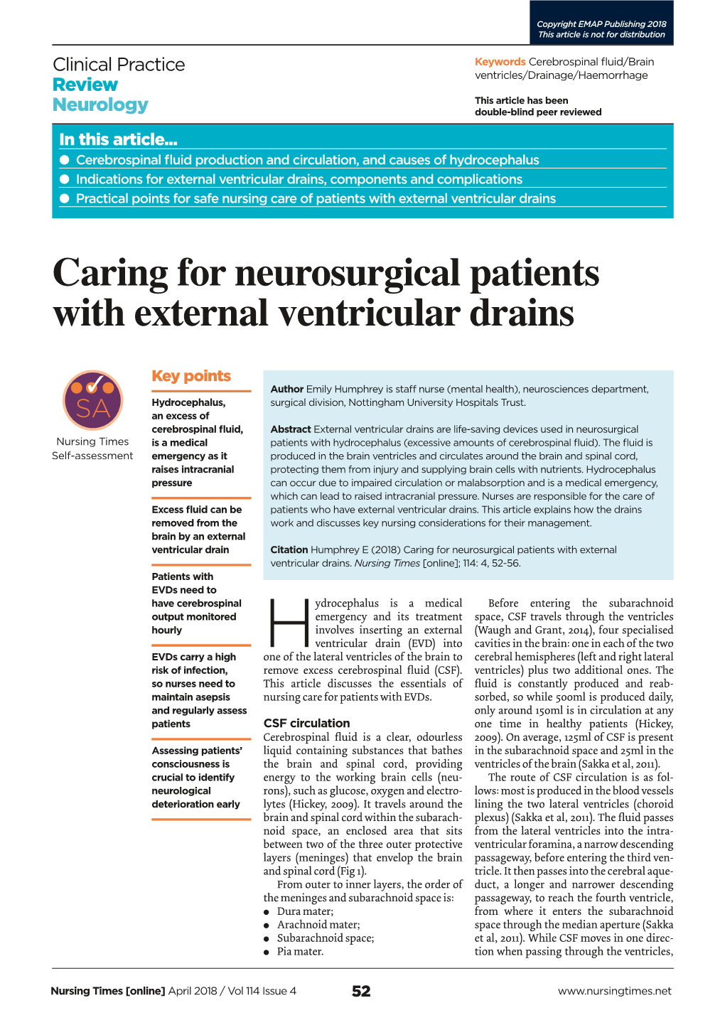 180328 Caring for Neurosurgical Patients with External Ventricular Drains