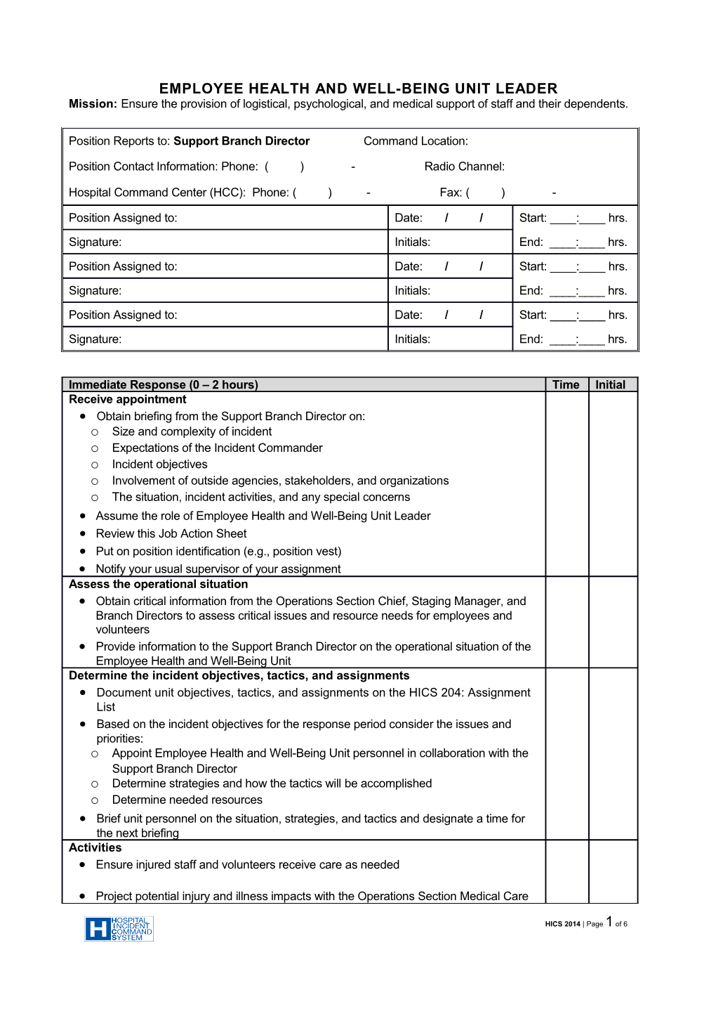 Employee Health And Well Being Unit Leader