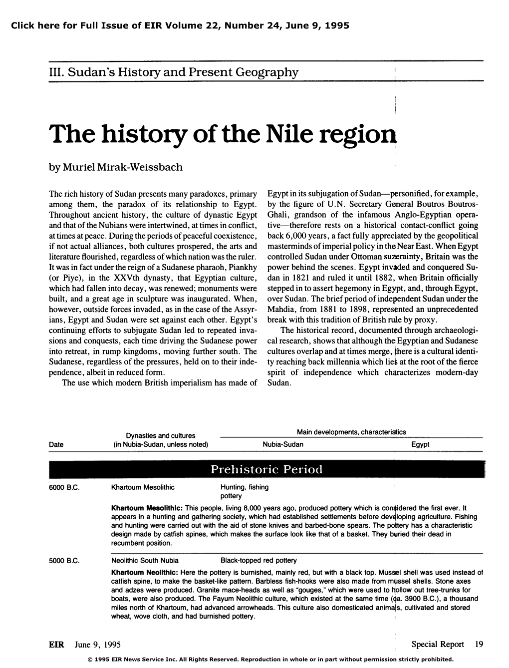 The History of the Nile Region