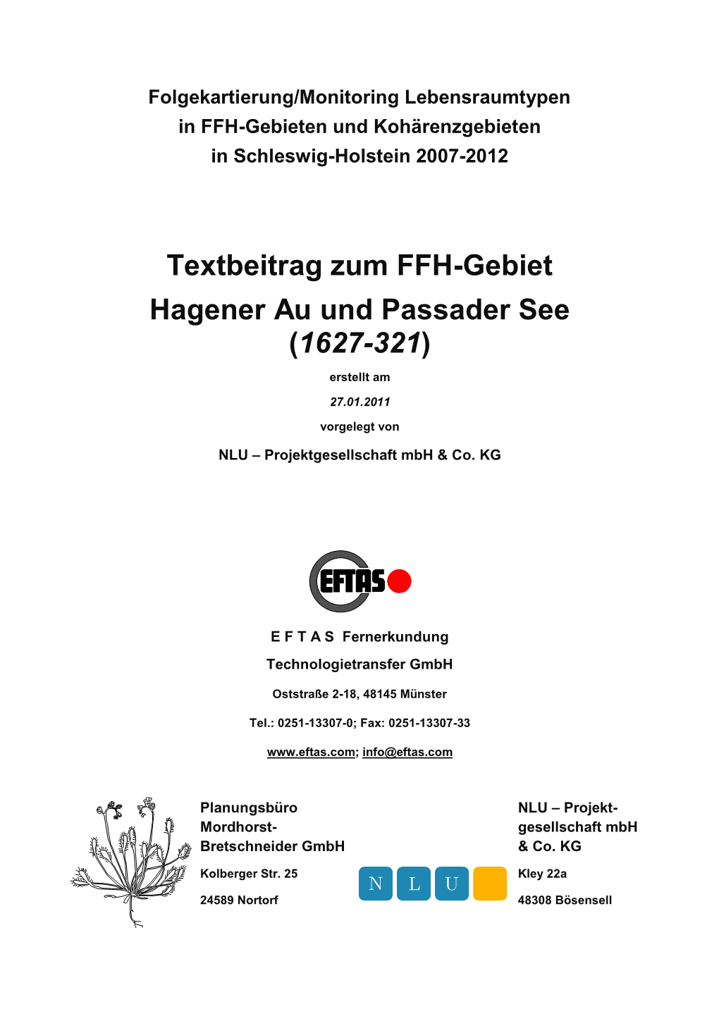 Textbeitrag Zum FFH-Gebiet Hagener Au Und Passader See (1627-321) Erstellt Am