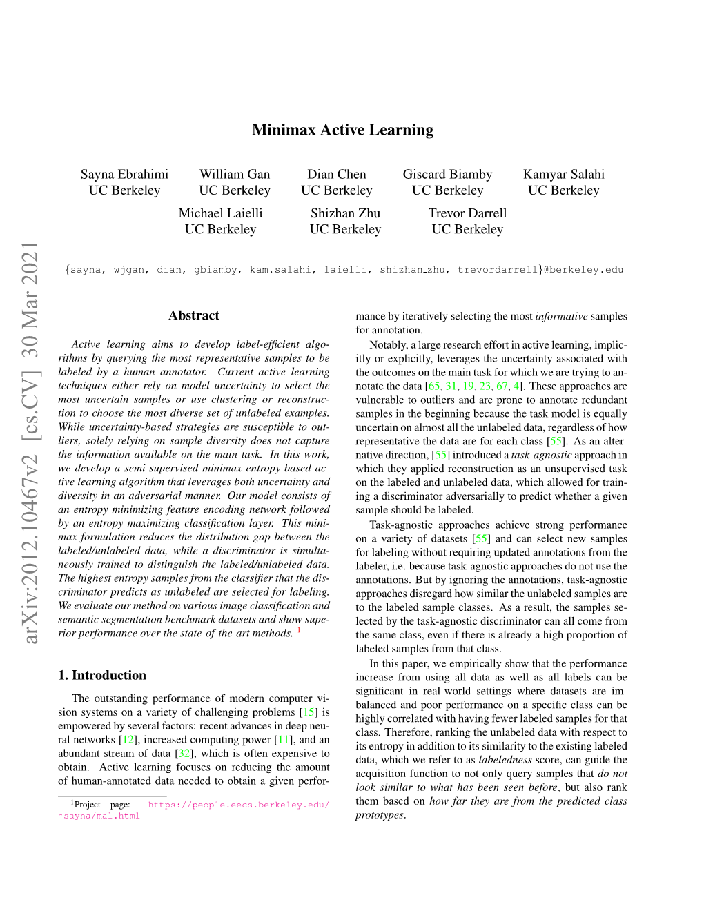 Arxiv:2012.10467V2 [Cs.CV] 30 Mar 2021 Labeled Samples from That Class