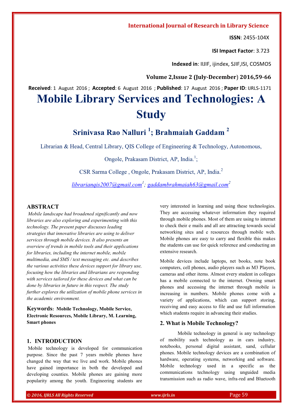 Mobile Library Services and Technologies: a Study