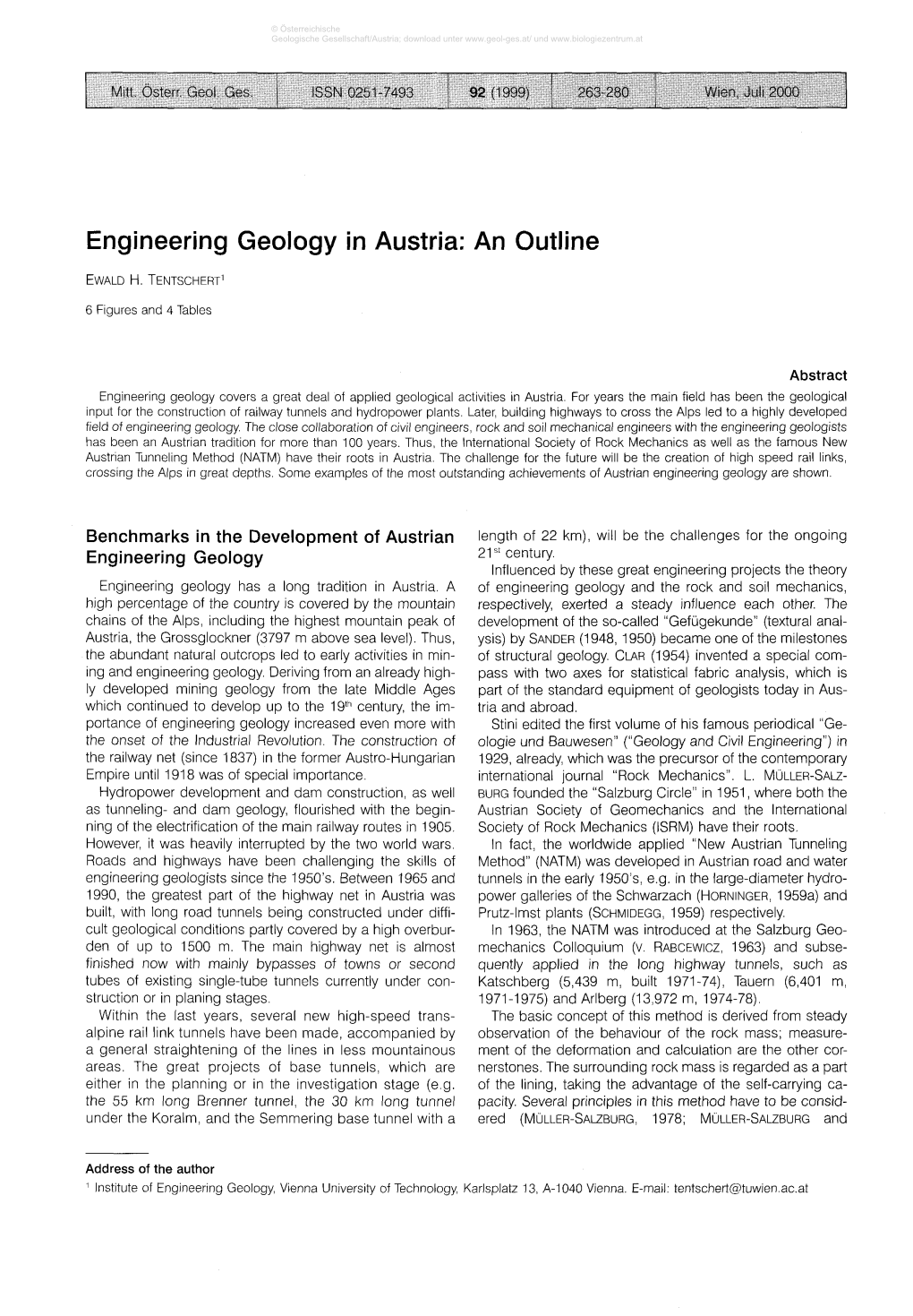 Engineering Geology in Austria: an Outline