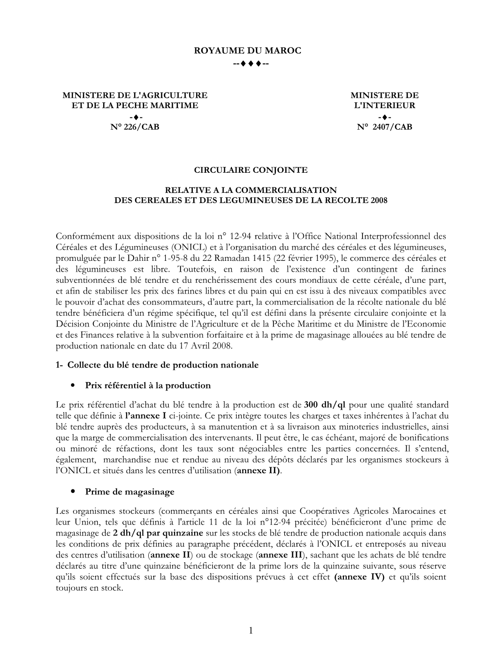 Conformément Aux Dispositions De La Loi N° 12-94 Relative À L'office