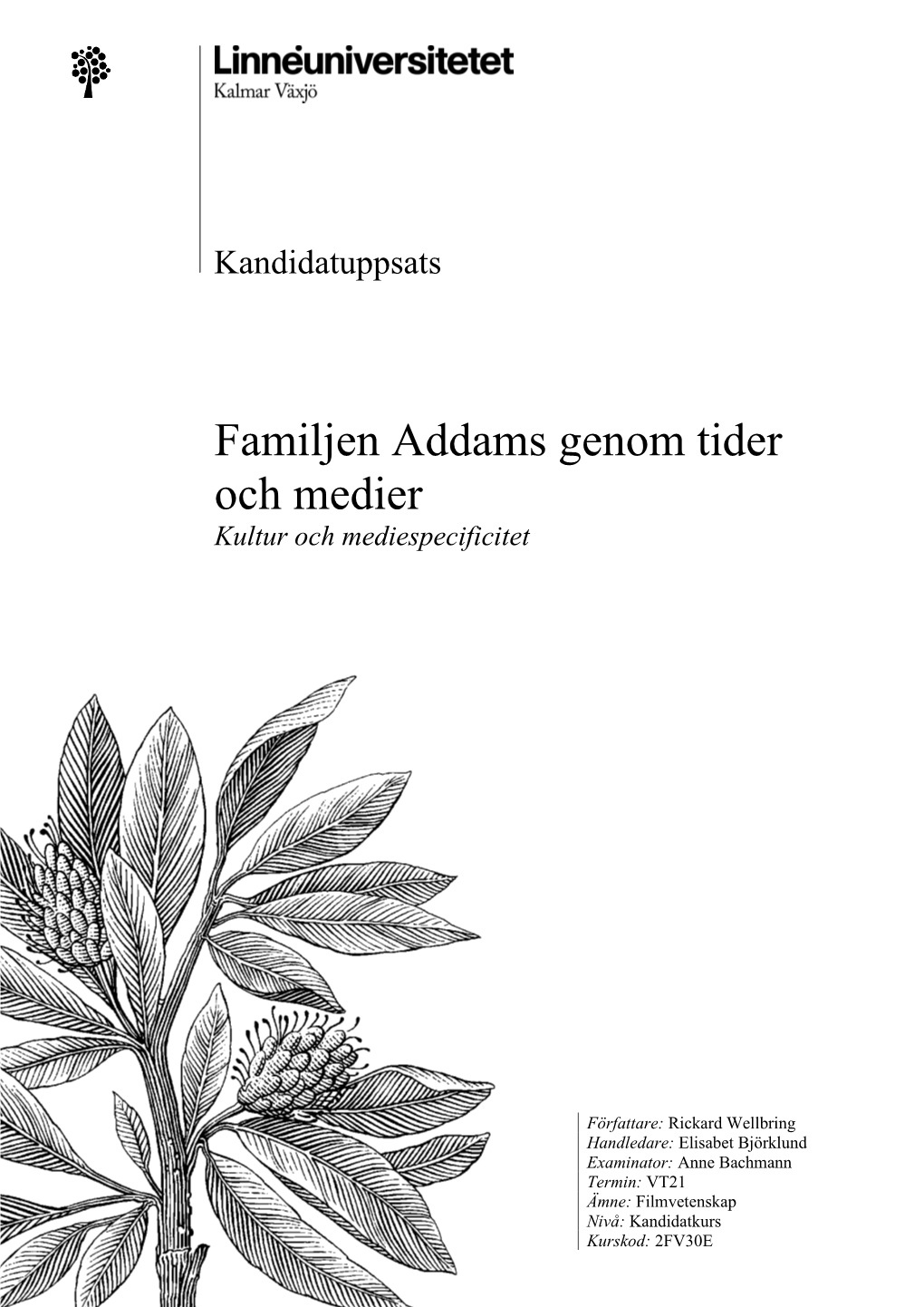 Addams Genom Tider Och Medier Kultur Och Mediespecificitet