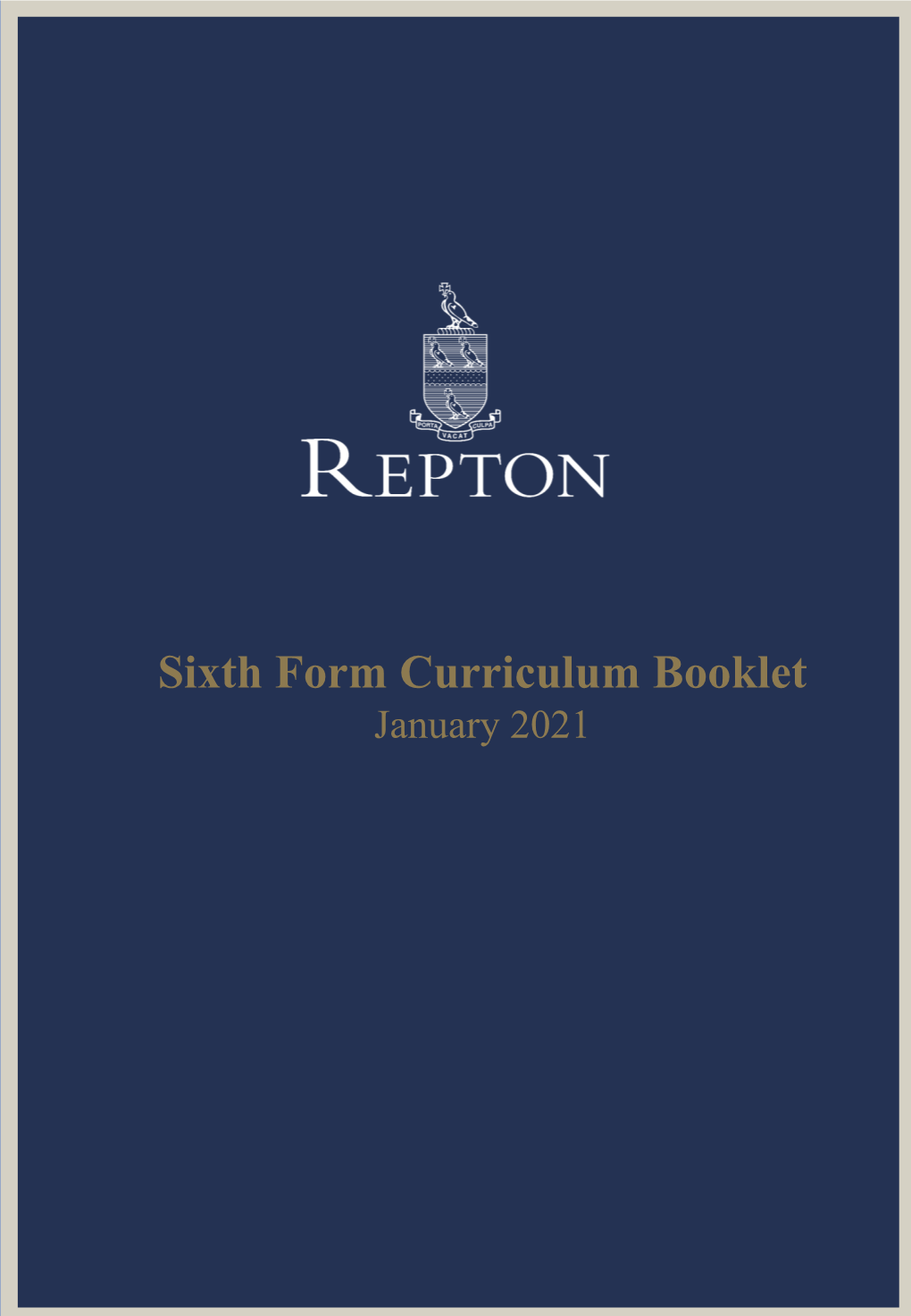 Sixth Form Curriculum Booklet January 2021 SIXTH FORM CURRICULUM BOOKLET