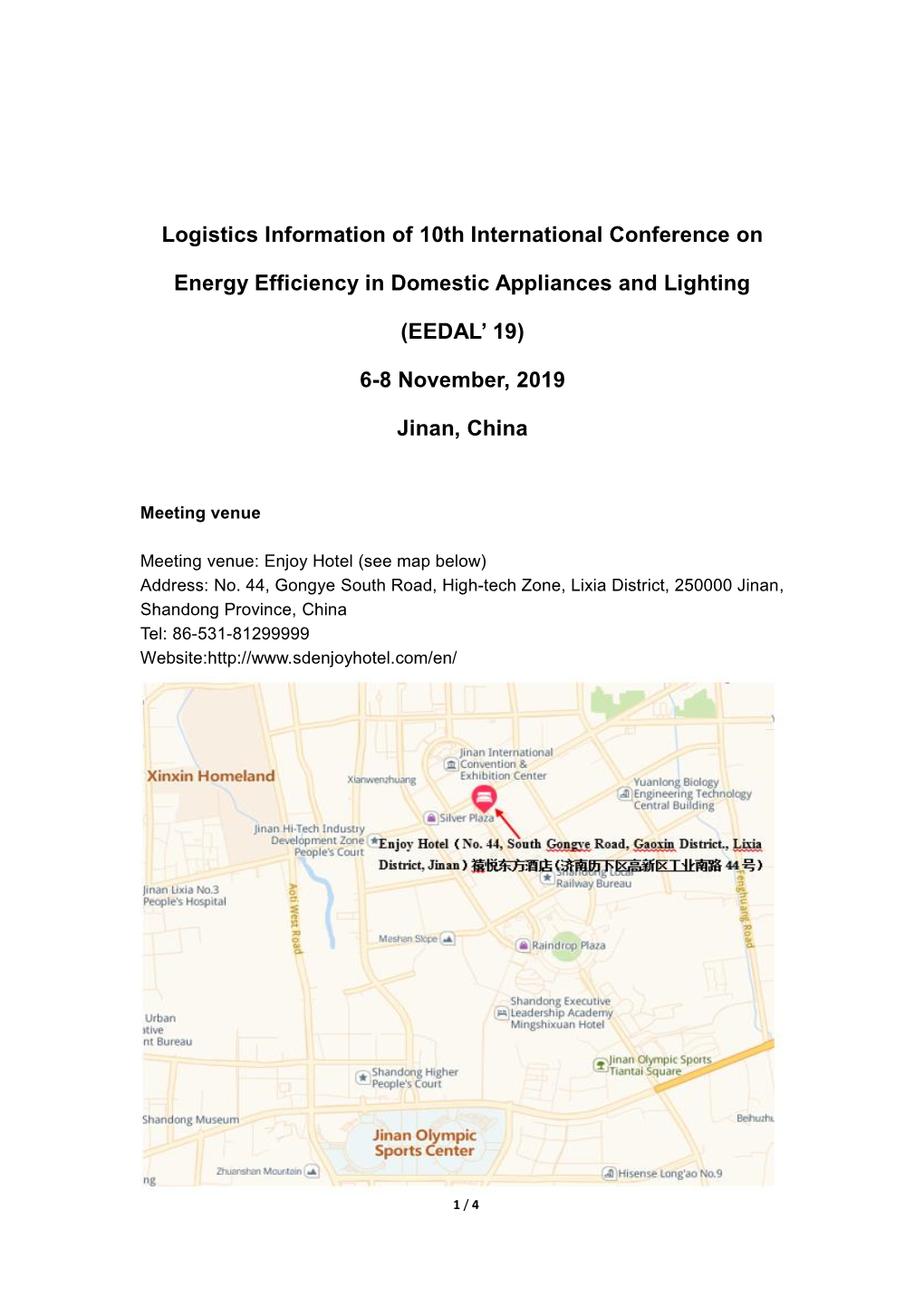 Logistics Information of 10Th International Conference on Energy Efficiency in Domestic Appliances and Lighting (EEDAL' 19) 6