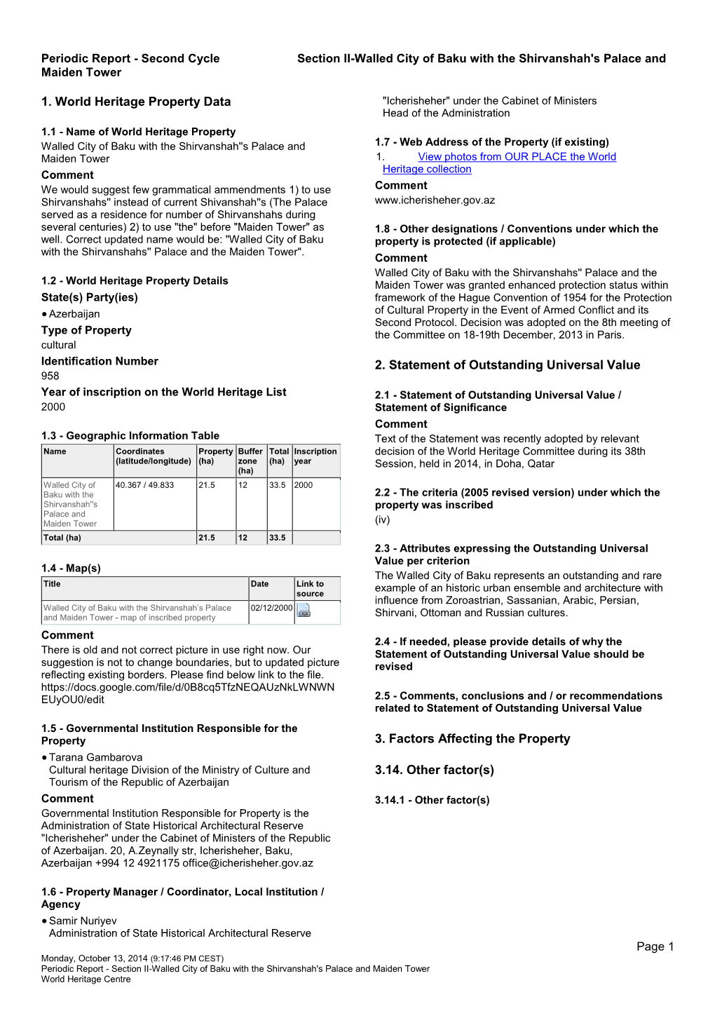 Periodic Reporting Cycle 2, Section II