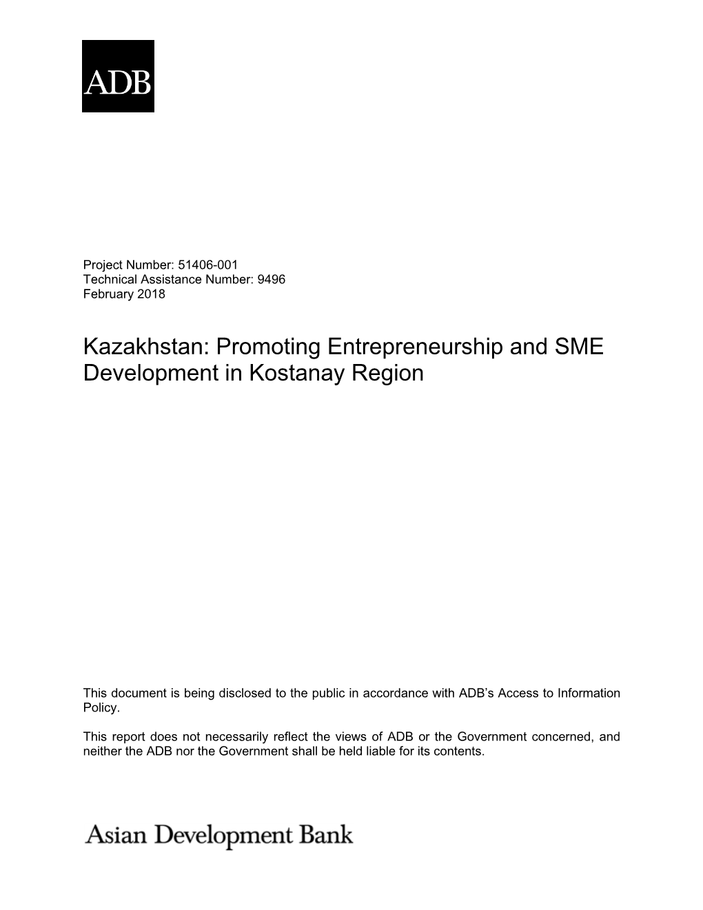 SSTA 9496 Kostanay Region SME and Entrepreneurship Development