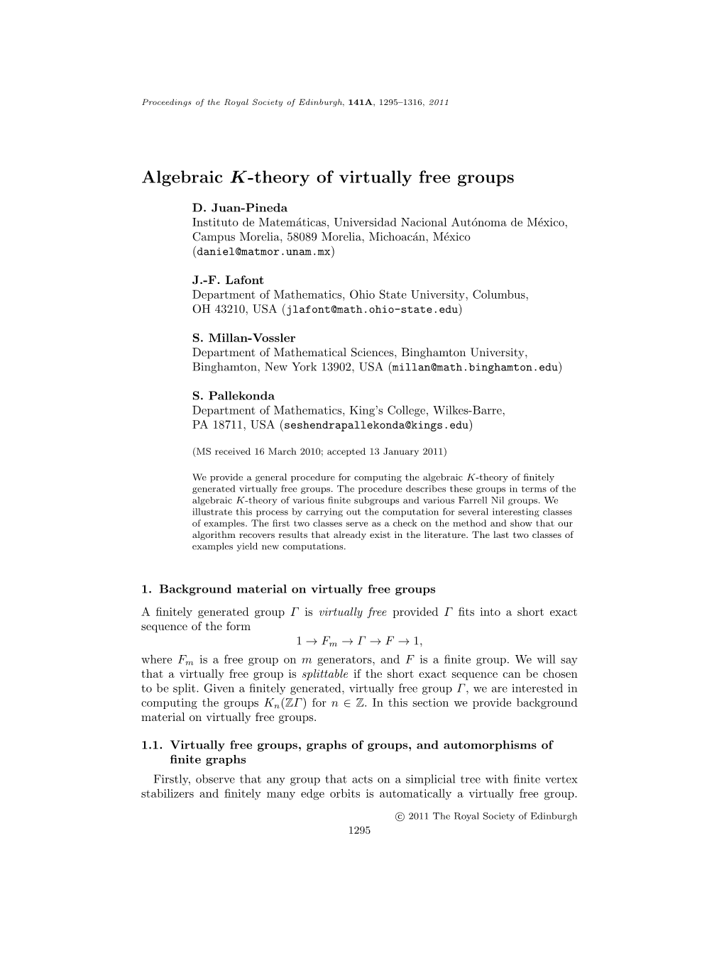 Algebraic K-Theory of Virtually Free Groups