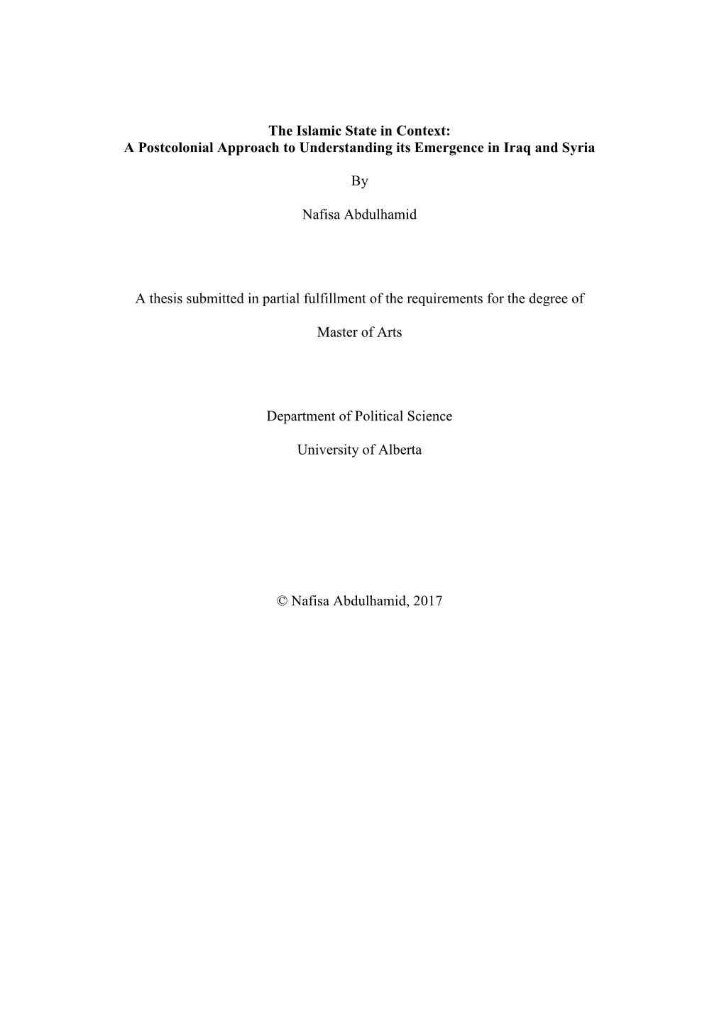 The Islamic State in Context: a Postcolonial Approach to Understanding Its Emergence in Iraq and Syria