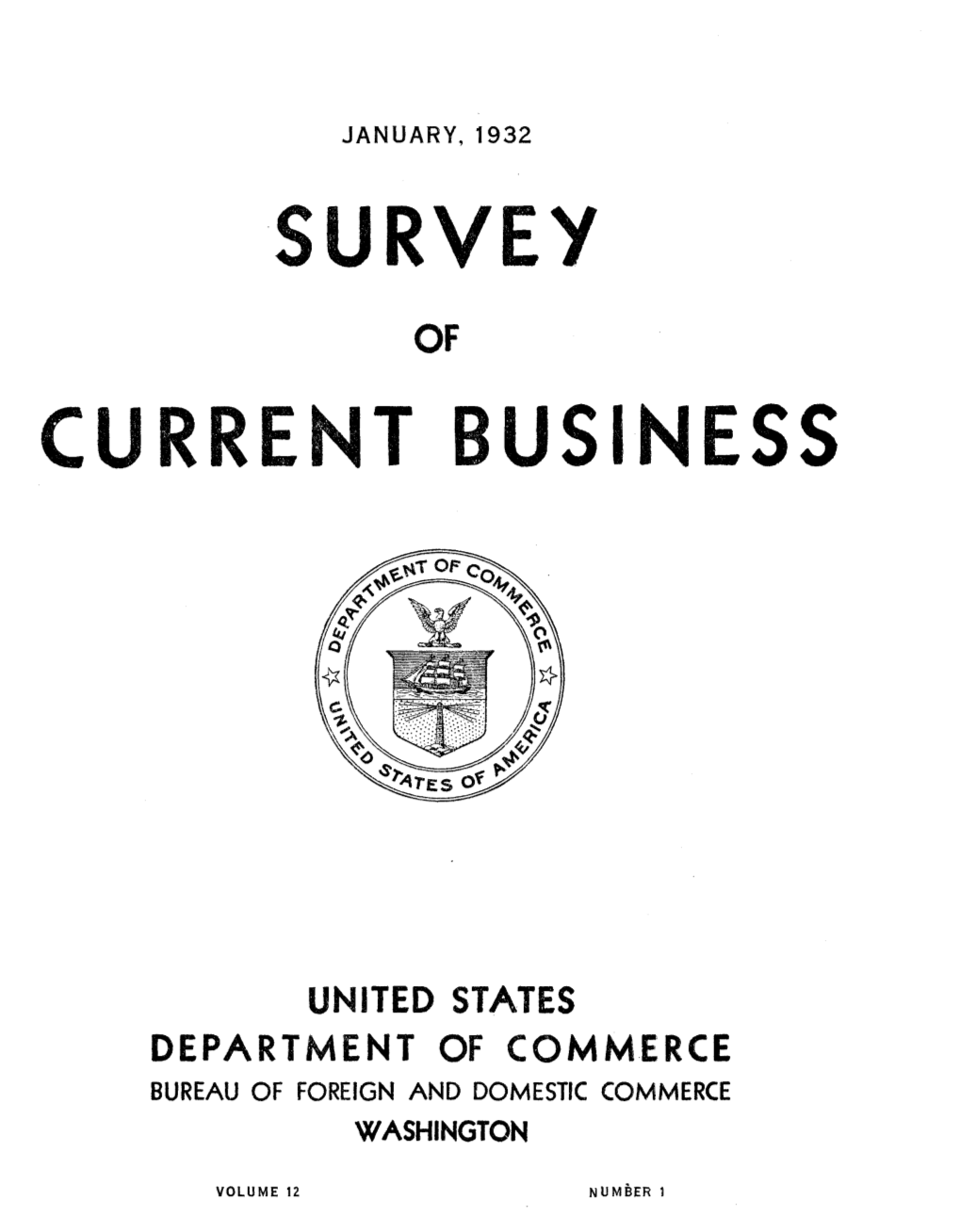 Survey of Current Business January 1932