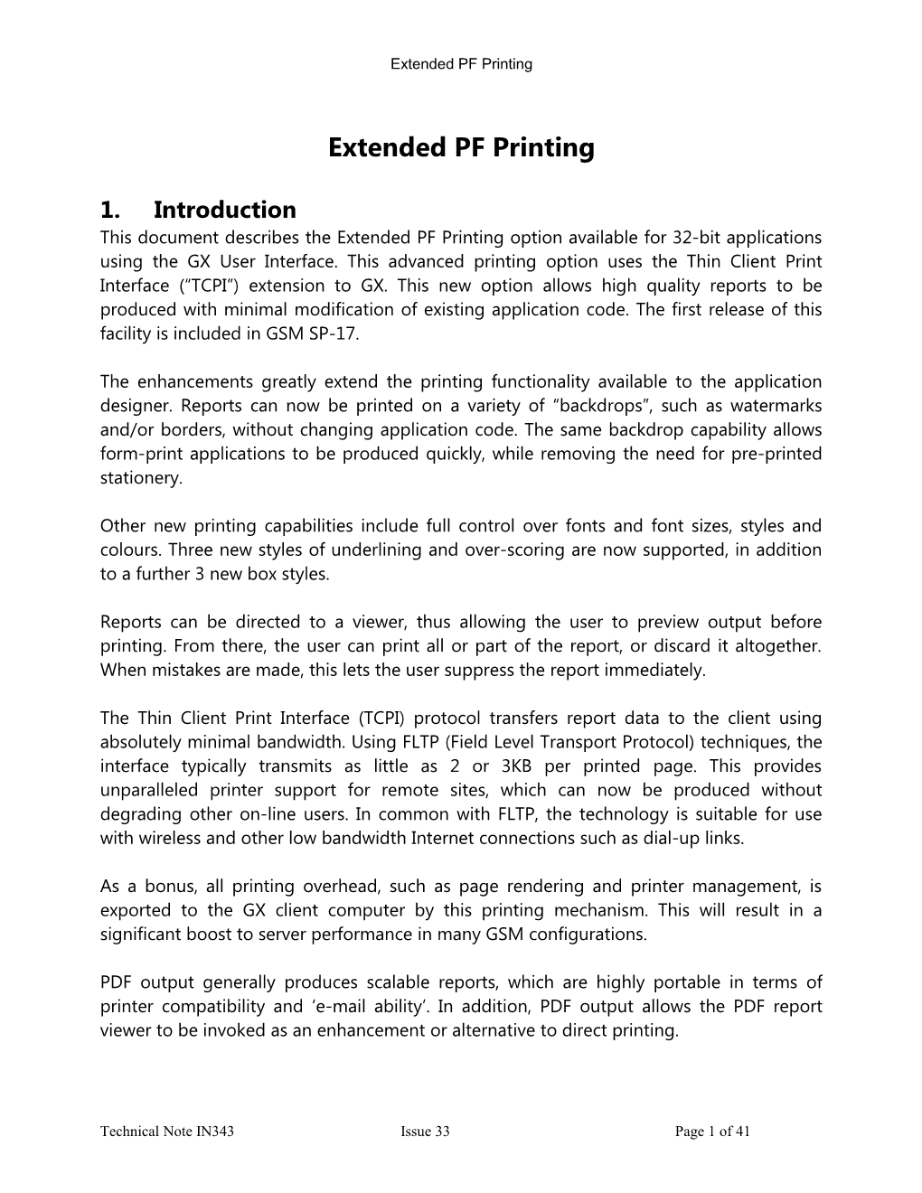 IN343 - Extended PF Printing