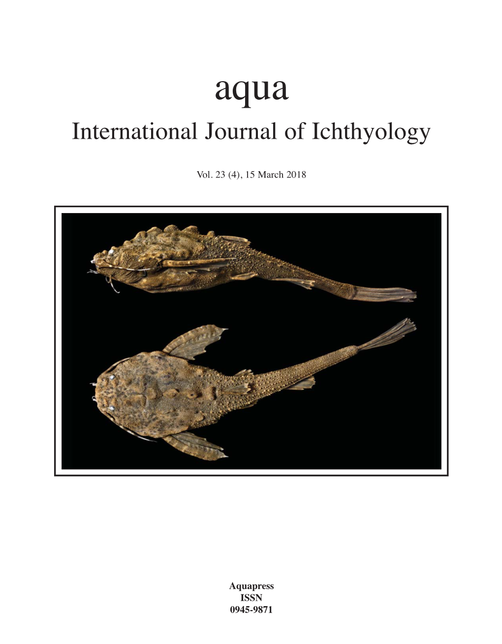 Aqua, International Journal of Ichthyology Aqua, International Journal of Ichthyology