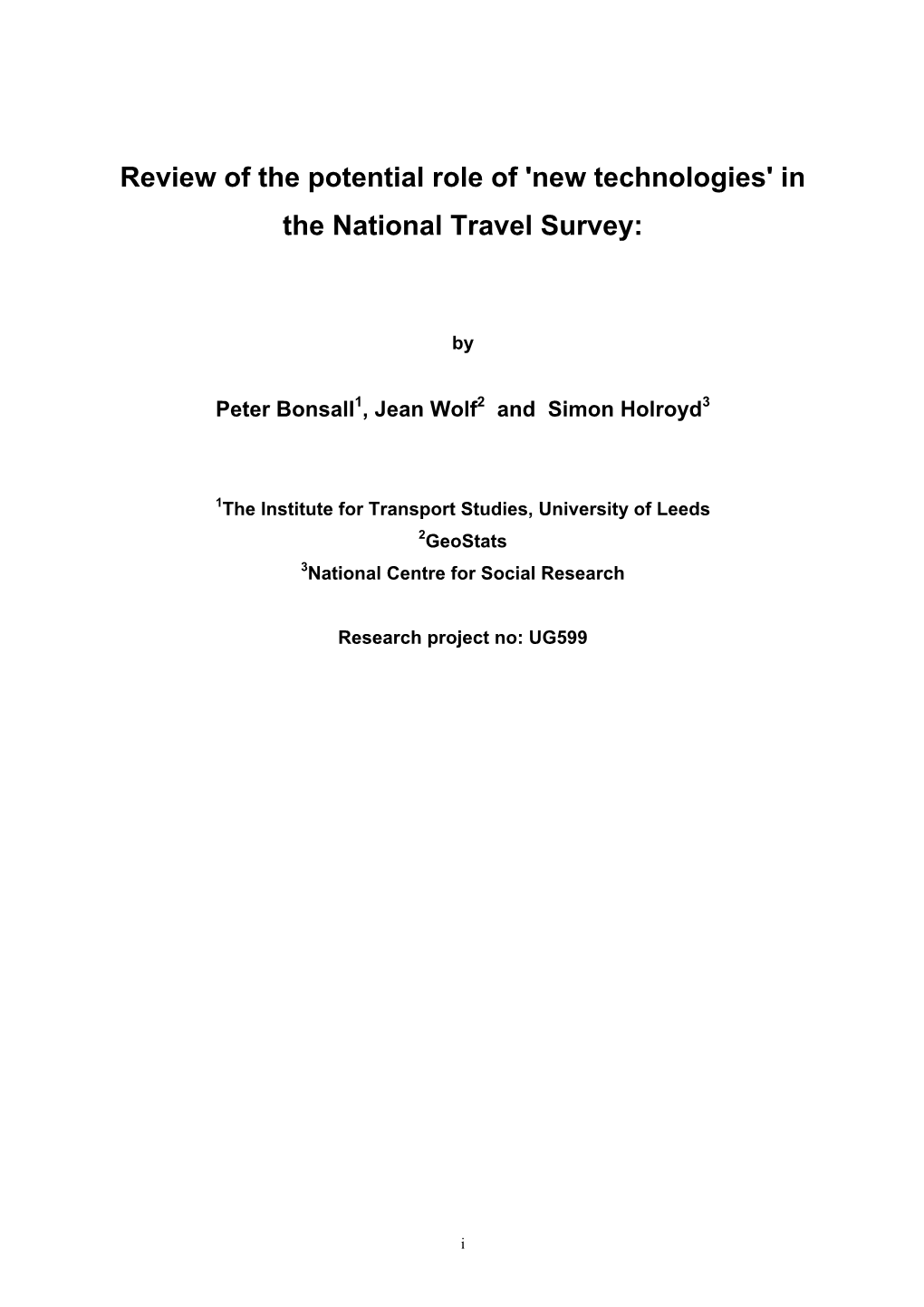 In the National Travel Survey
