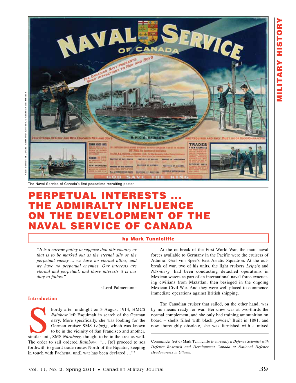 Perpetual Interests ... the Admiralty Influence on the Development of the Naval Service of Canada