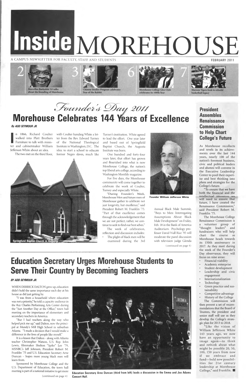 Inside MOREHOUSE a CAMPUS NEWSLETTER for FACULTY, STAFF and STUDENTS FEBRUARY 2011