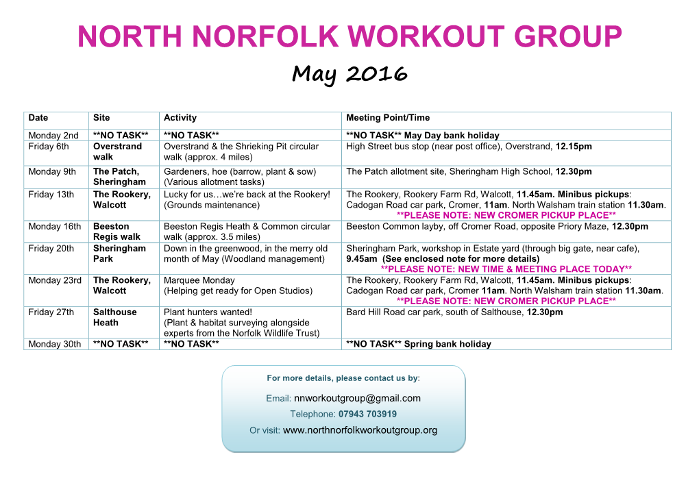 North Norfolk Workout Group