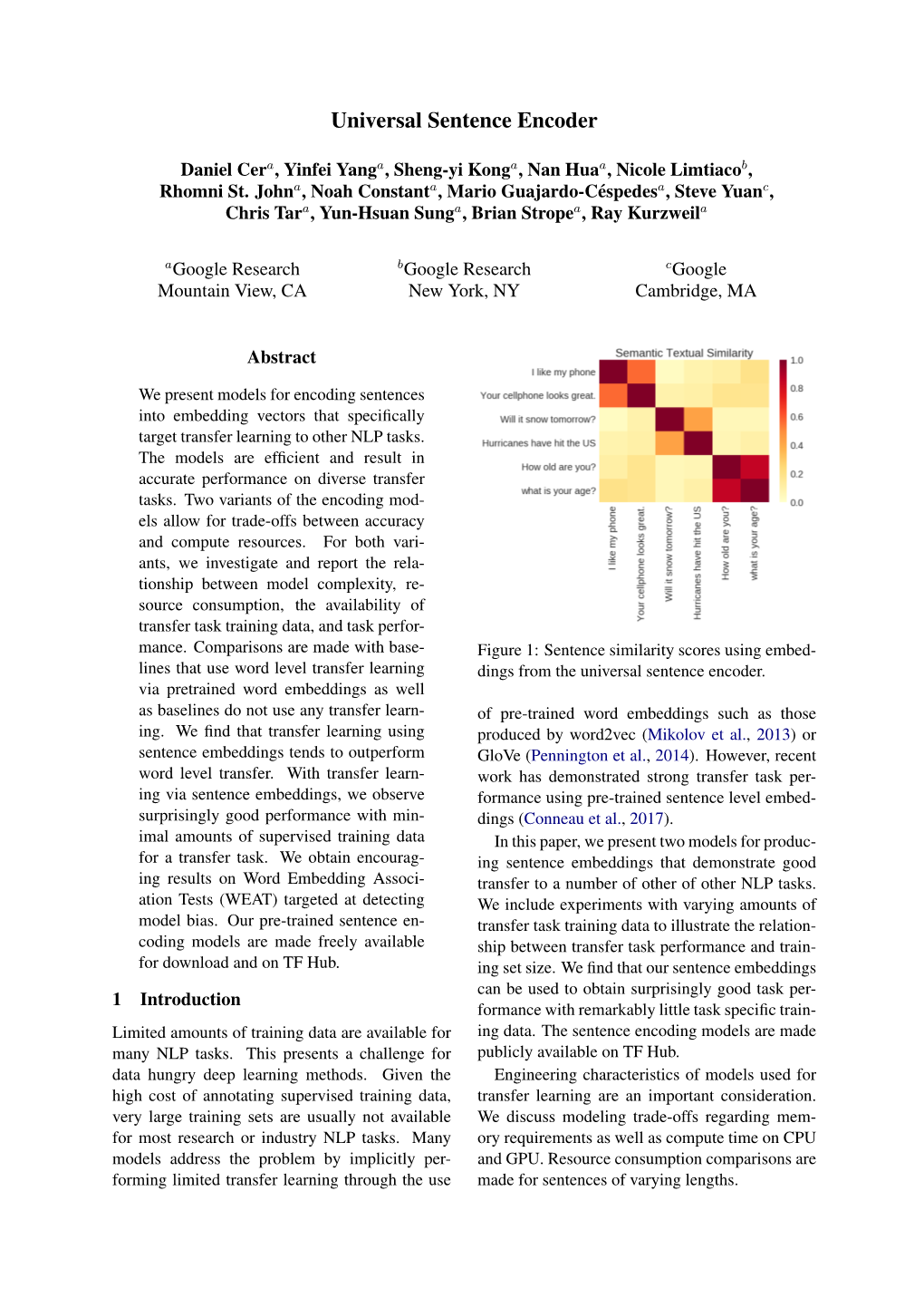 Universal Sentence Encoder