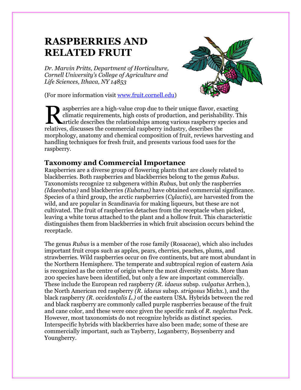 Raspberries and Related Fruit