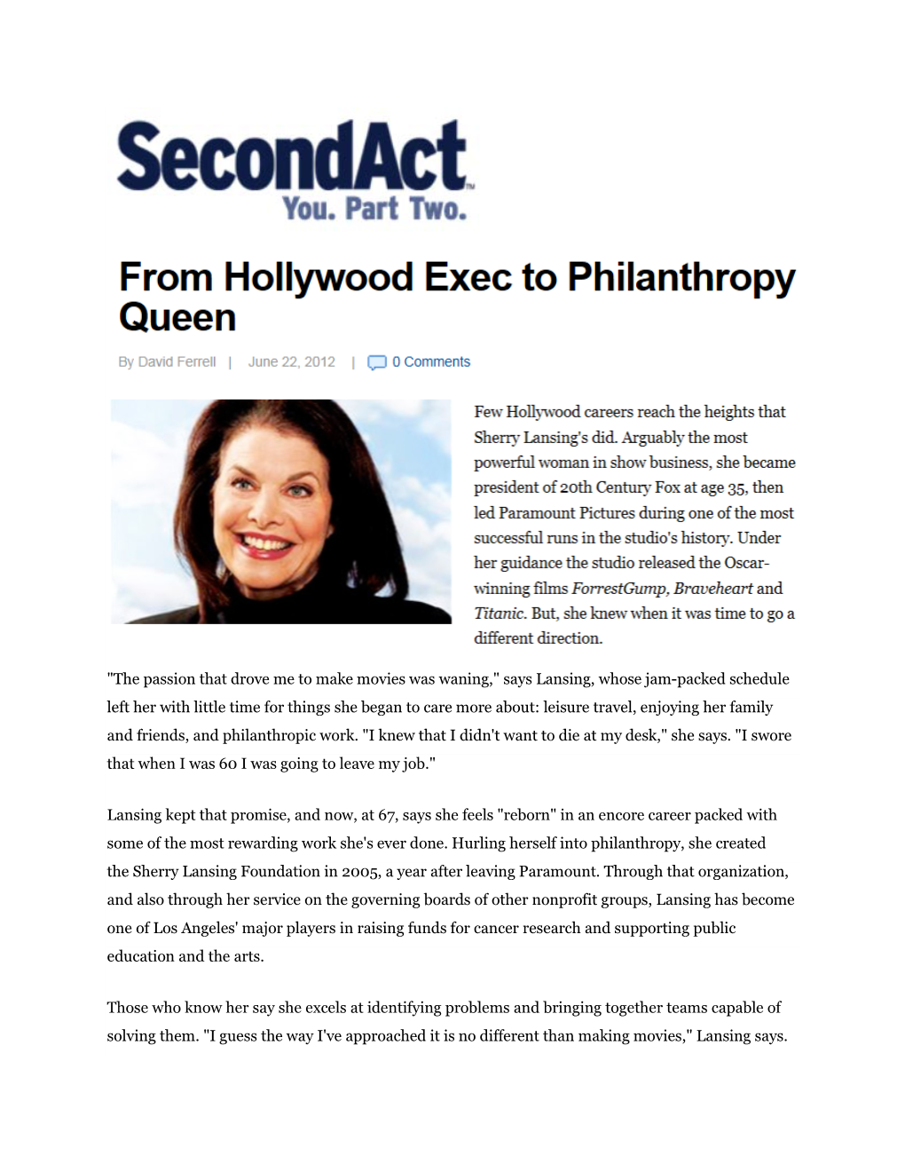 From Hollywood Exec to Philanthropy Queen