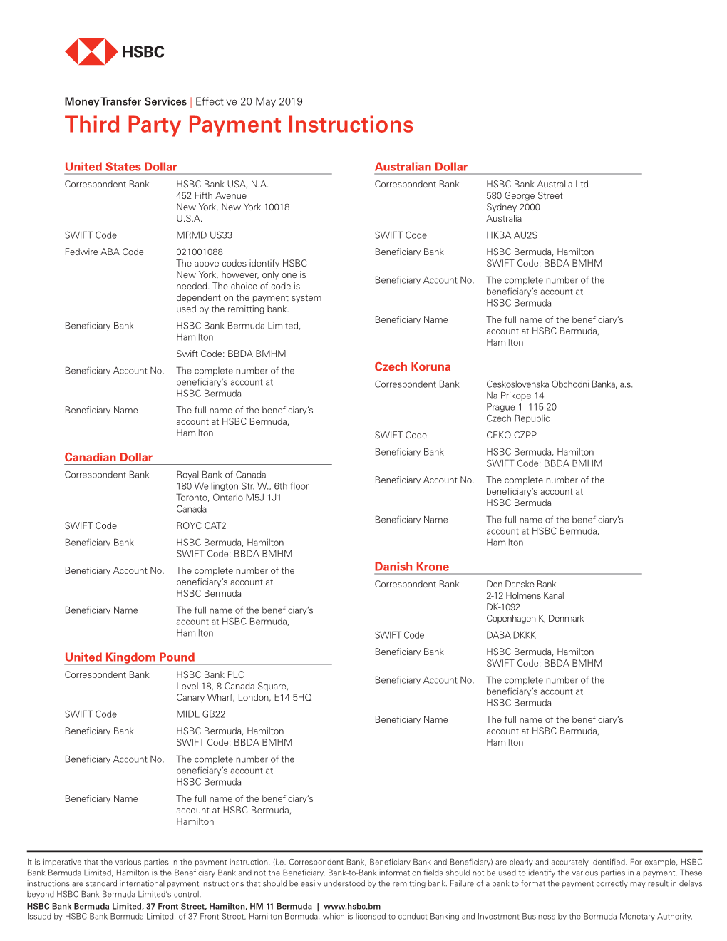 Third Party Payment Instructions