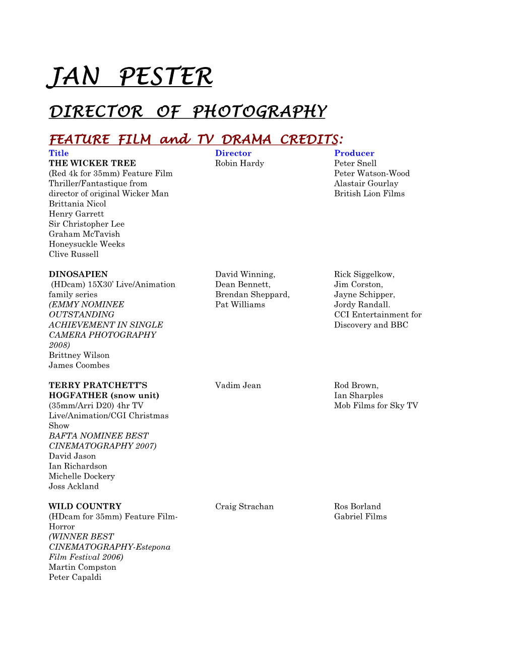 Director of Photography