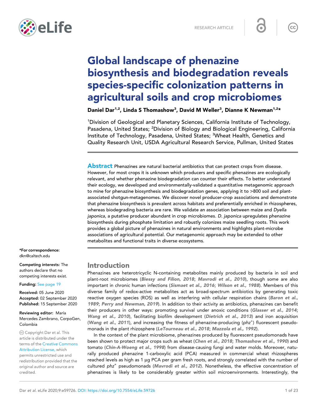 Global Landscape of Phenazine Biosynthesis And