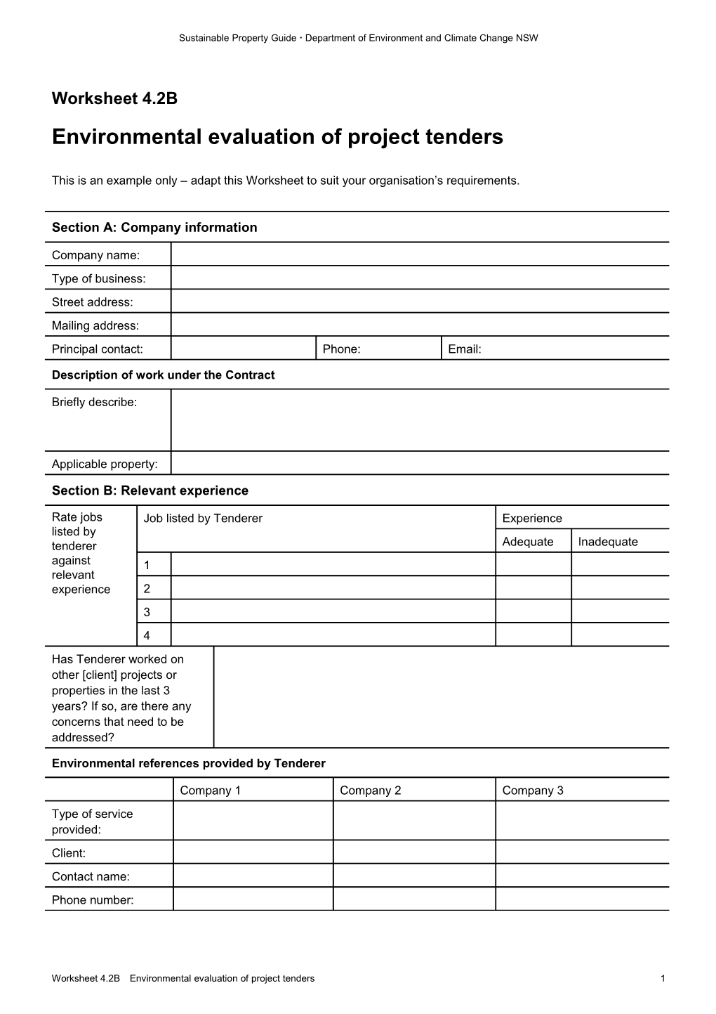 Environmental Evaluation of Project Tenders