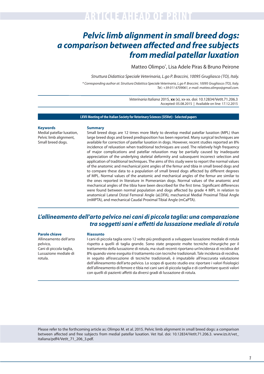 Pelvic Limb Alignment in Small Breed Dogs