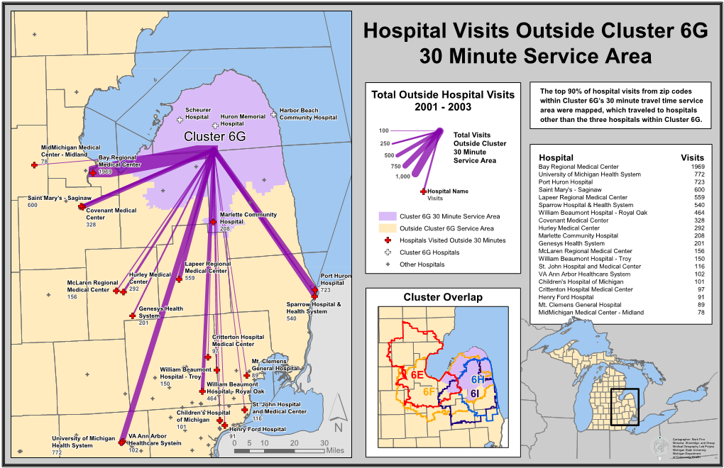 Hospital Visits Outside Cluster 6G 30 Minute Service Area