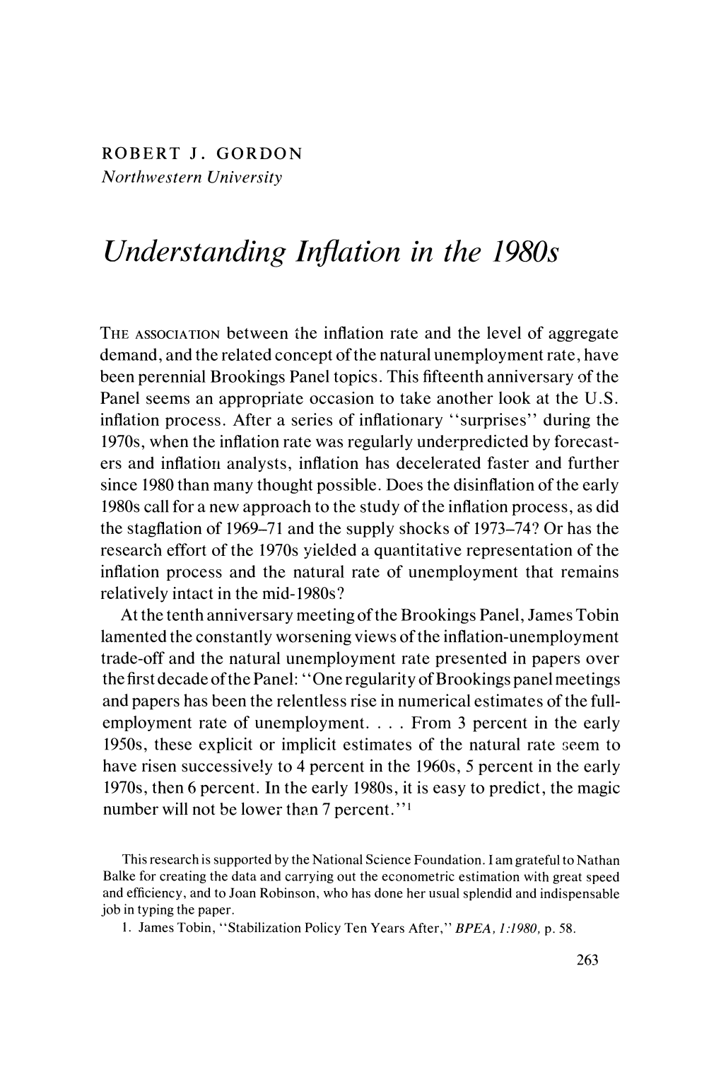 Understanding Inflation in the 1980S