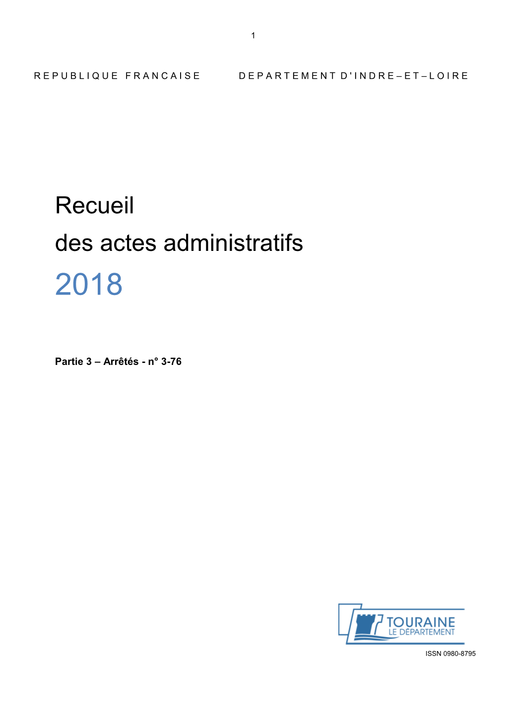Recueil Des Actes Administratifs 2018