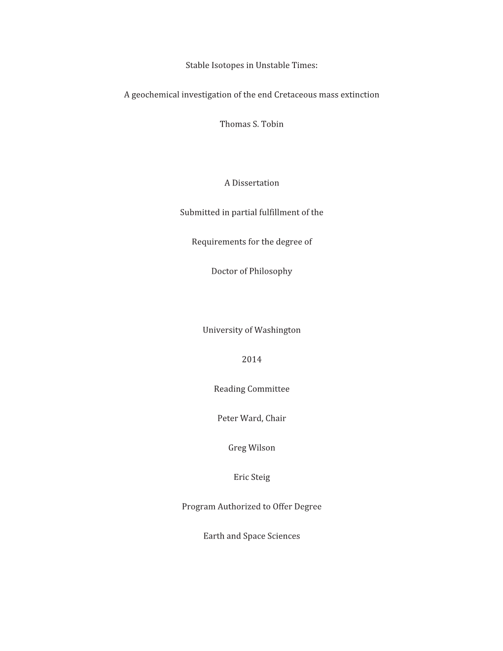 A Geochemical Investigation of the End Cretaceous Mass Extinction