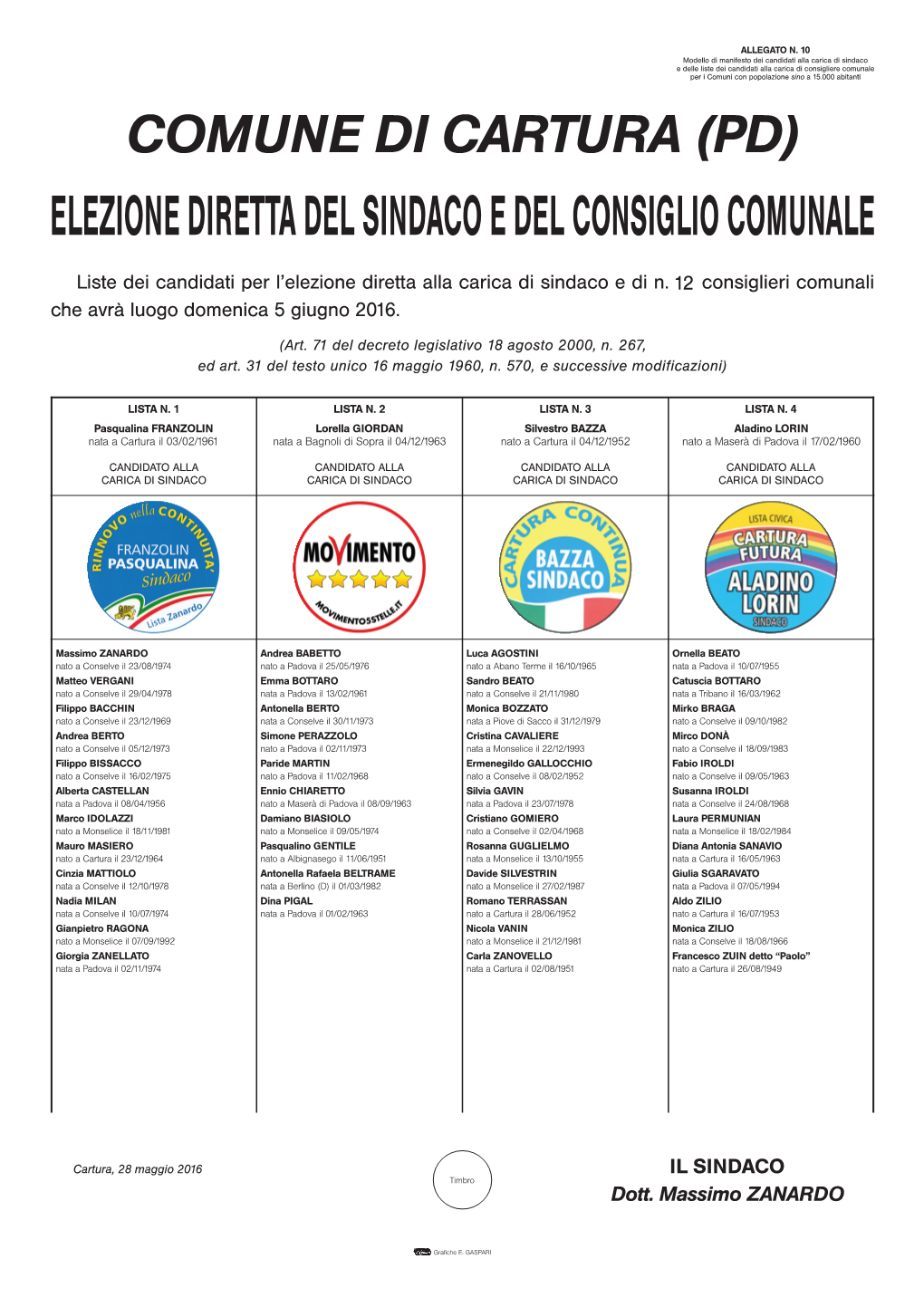 Elezione Diretta Del Sindaco E Del Consiglio Comunale