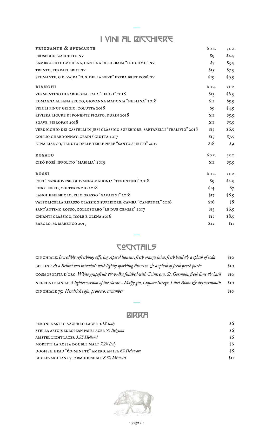 CG Wine List