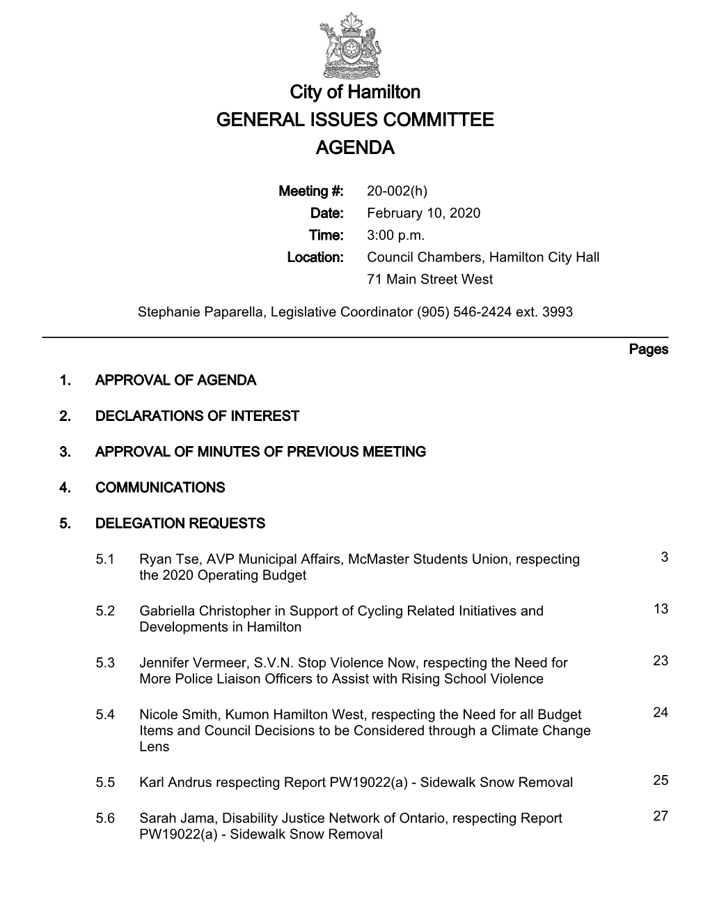 General Issues Committee Agenda Package