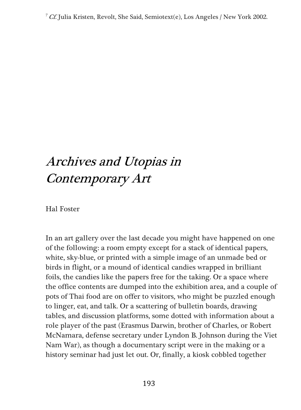 Archives and Utopias in Contemporary Art