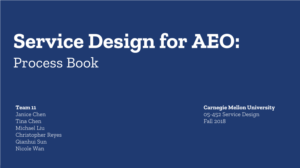 Service Design for AEO: Process Book