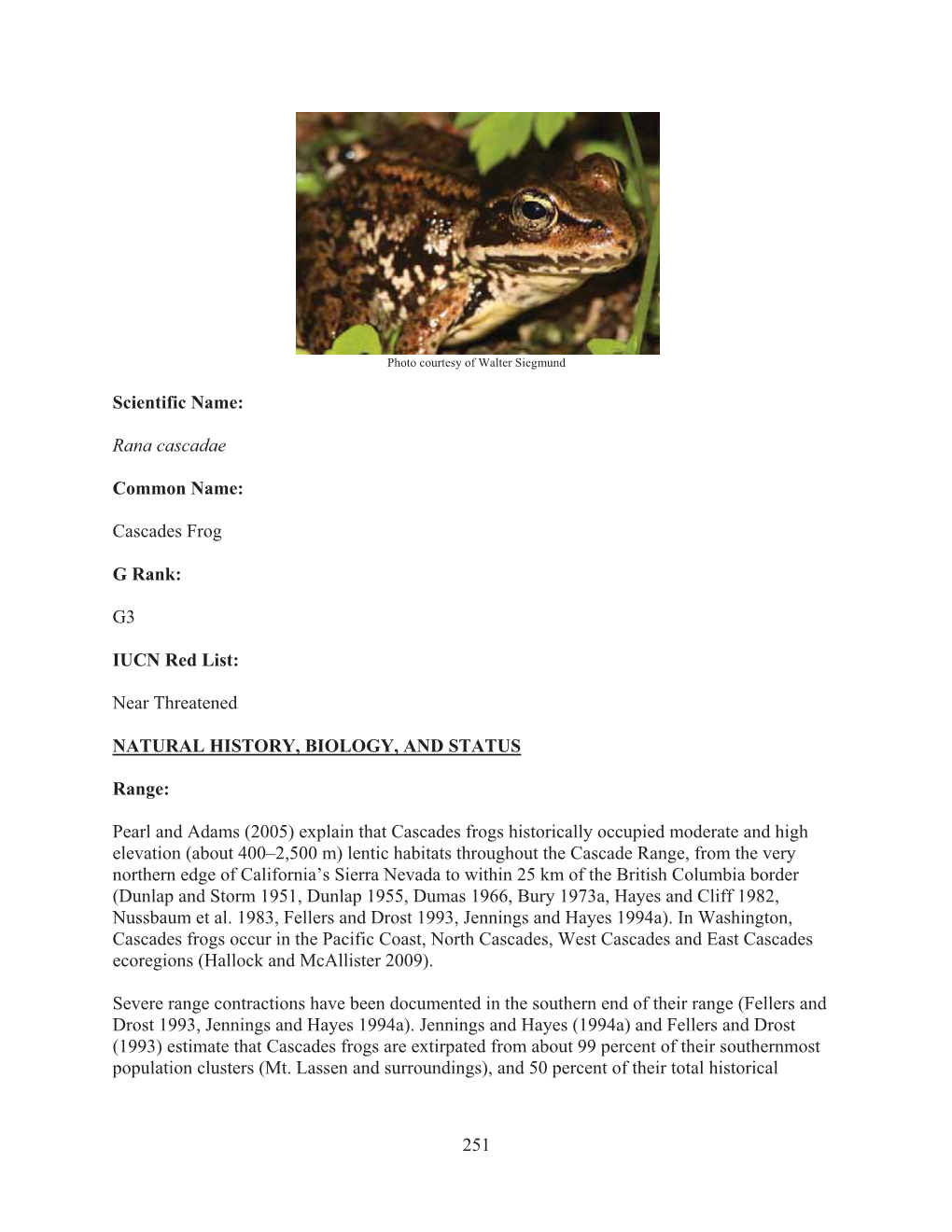 Cascades Frog Endangered Species Act Petition, 2012