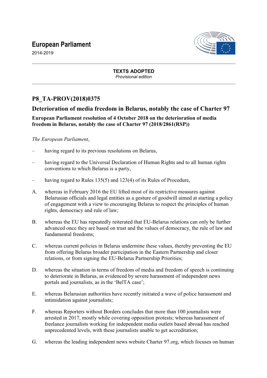 EP Resolution of 4 October 2018 (EN) (PDF