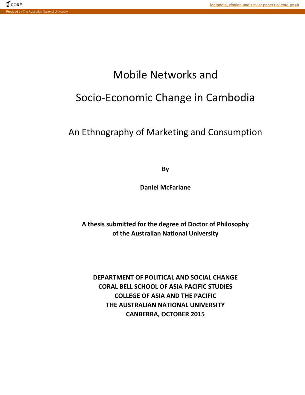 Mobile Networks and Socio-Economic Change in Cambodia