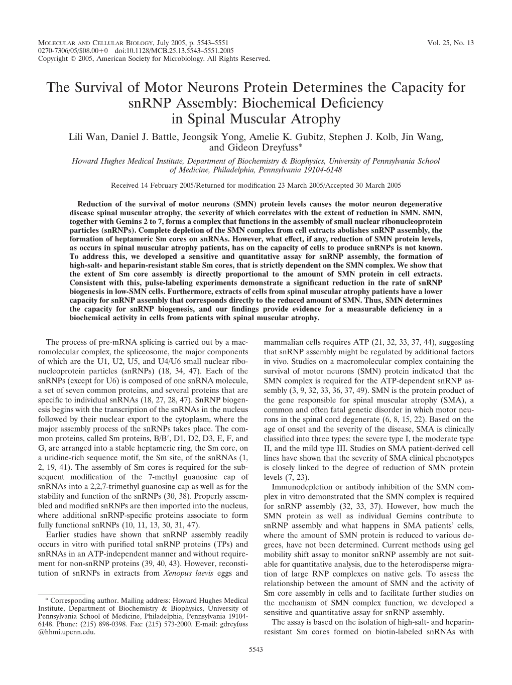 Biochemical Deficiency in Spinal Muscular Atrophy 5545