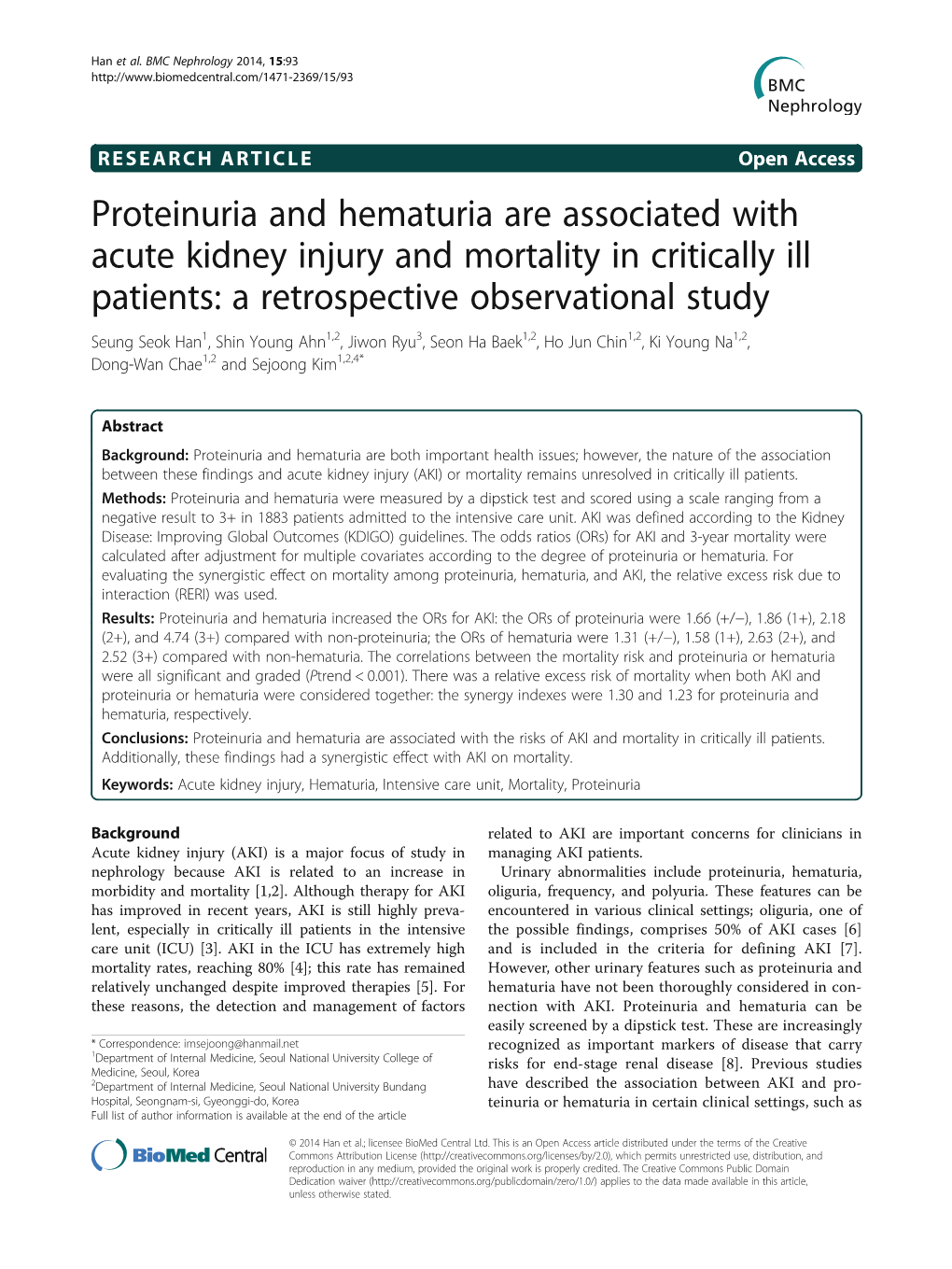 Proteinuria and Hematuria Are Associated with Acute Kidney Injury and Mortality in Critically Ill Patients