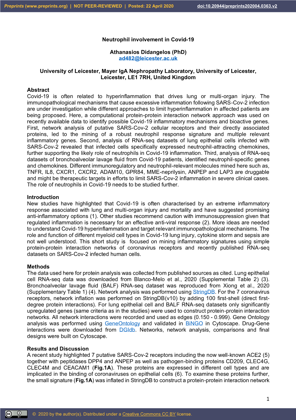 Neutrophil Involvement in Covid-19 Athanasios